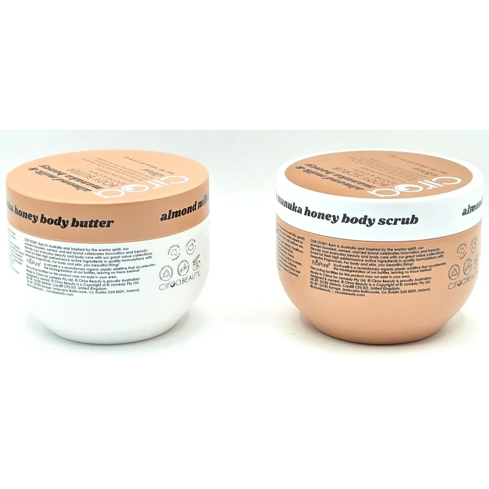 Ciroa Body Scrub & Butter Set Almond Milk Manuka Honey Soothe & Calm NEW